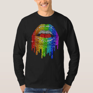 Camiseta Lgbt Rainbow Bling Lábios Orgulho Gay da Lesbia bi