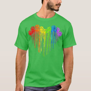 Camiseta LGBT Rainbow Dog Heart Paws Cute Lesbian Gay Dog L