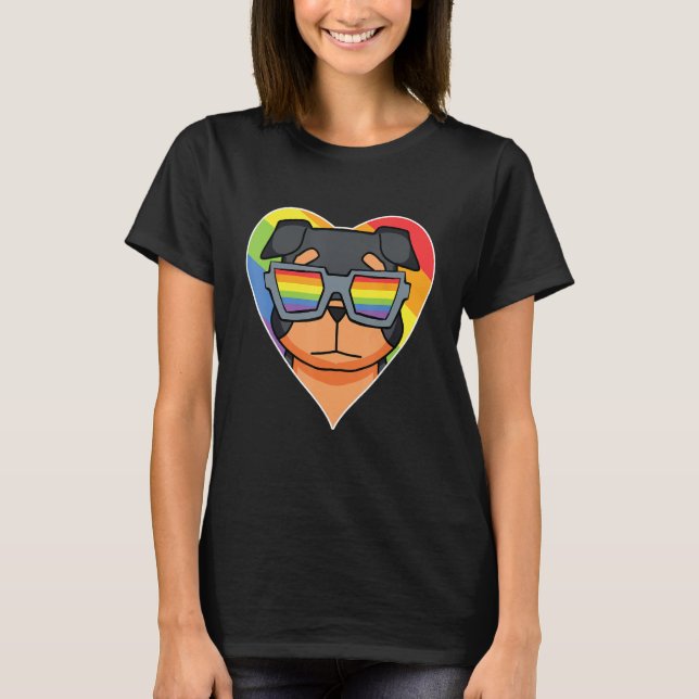 Camiseta LGBT Rainbow   Dog Rottweiler   Gay Pride   Dog Ow (Frente)