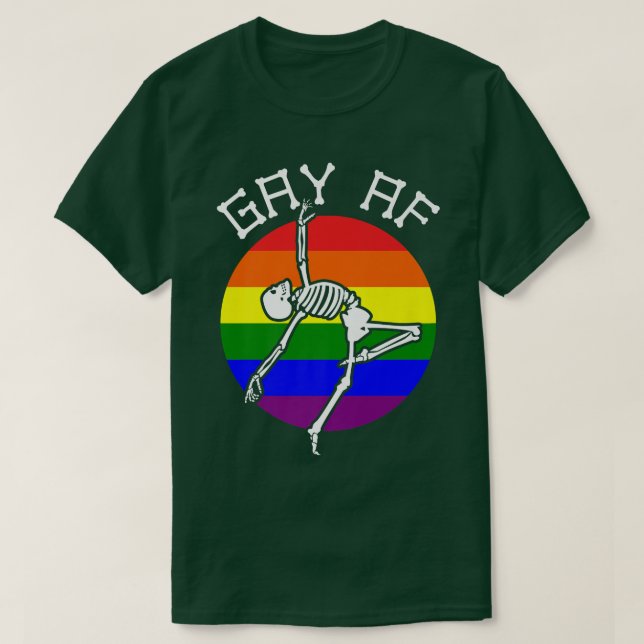 Camiseta LGBT Rainbow Gay AF Skeleton Nonbinary Love (Frente do Design)