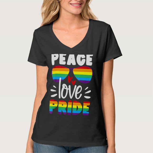 Camiseta Lgbt Rainbow Gay Peace Love Pride (Frente)
