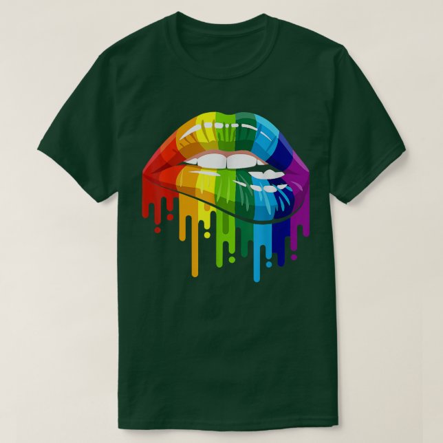 Camiseta LGBT Rainbow Lip Gay Pride  (Frente do Design)
