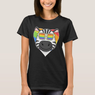 Camiseta LGBT Rainbow Zebra Orgulho gay LGBT Heart Animal