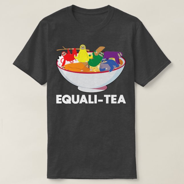 Camiseta Lgbt Ramen Sloth Equali-tea Orgulho gay Lgbt Flag  (Frente do Design)
