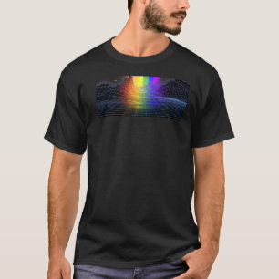 Camiseta Lgbt Retro Wave Sunset Impressão 80s 90s Arco-íris