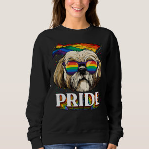 Camiseta Lgbt Shih Tzu Orgulho gay Lgbtq Rainbow Flag Sungl