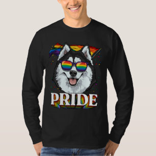 Camiseta Lgbt Siberian Husky Orgulho gay Lgbtq Rainbow Flag