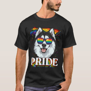 Camiseta Lgbt Siberian Husky Orgulho gay Lgbtq Rainbow Flag