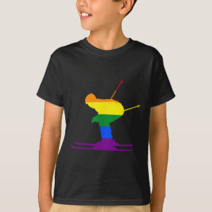 Camiseta Lgbt Sinalizador Arco-Íris Esquiar Skier Ski Orgul