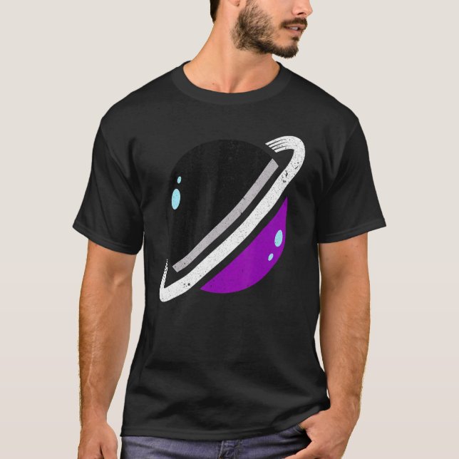 Camiseta Lgbt Sinalizador de Asexualidade Orgulho Saturno F (Frente)