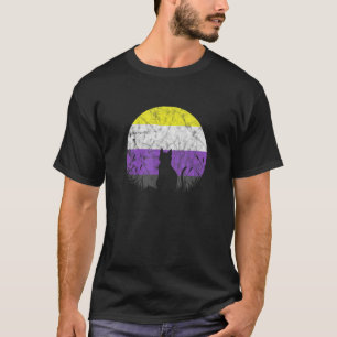 Camiseta LGBT Sinalizador Não Binário Gato Lua Genderqueer