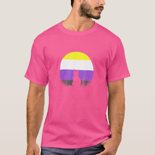 Camiseta LGBT Sinalizador Não Binário Gato Moon Genderqueer