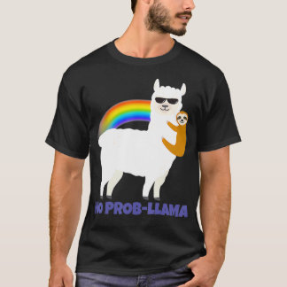 Camiseta LGBT Sloth Riding Llama Rainbow Alpaca No Prob