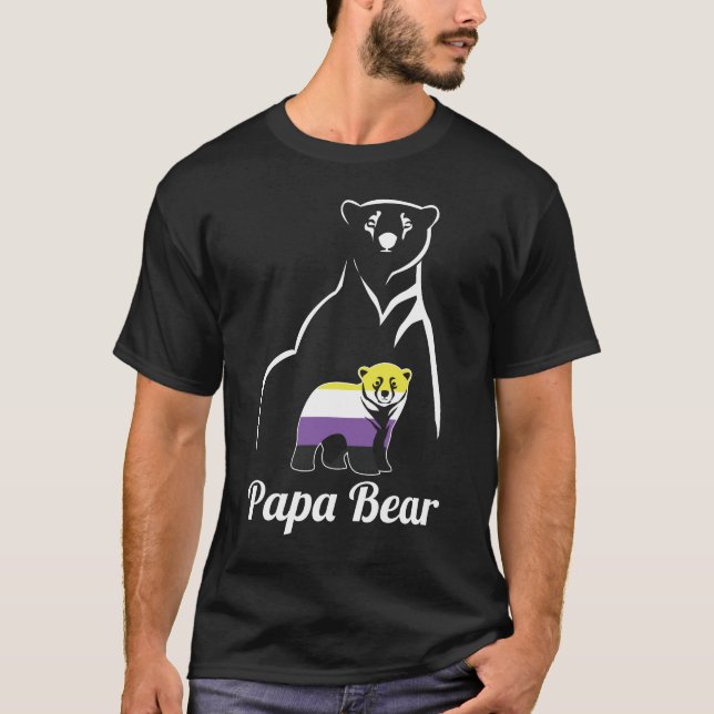 Camiseta LGBT - Urso Papá Não Binário Por Orgulho Não Binár (Frente)