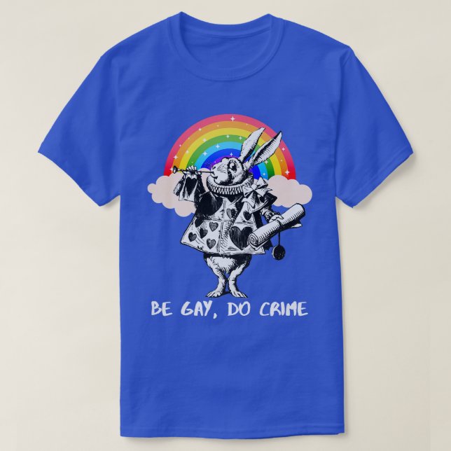 Camiseta LGBTQ Alice-In-Wonderland White Rabbit - Be Gay Do (Frente do Design)