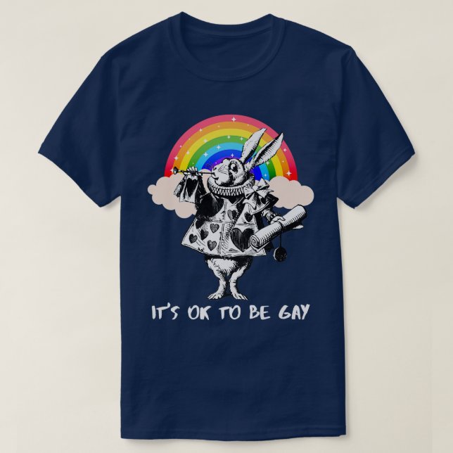 Camiseta LGBTQ Alice-in-Wonderland White Rabbit - Está OK T (Frente do Design)