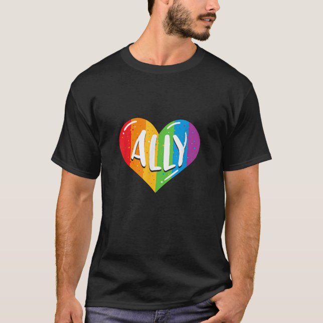Camiseta LGBTQ Ally for Orgulho gay Men Children T Shy (Frente)