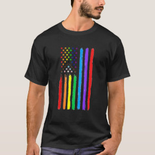 Camiseta Lgbtq American Flag Pride Rainbow Gay Lésbica Bi T