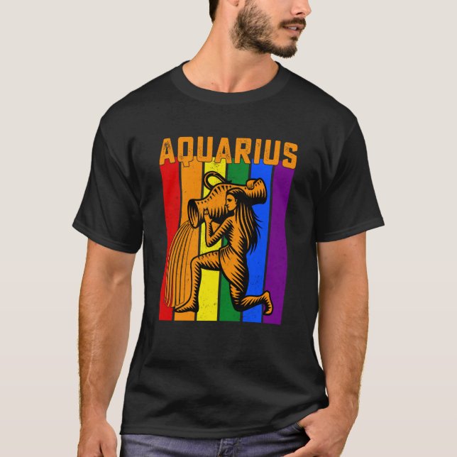 Camiseta LGBTQ Aquarius Zodiac Sign Vintage Astrology (Frente)