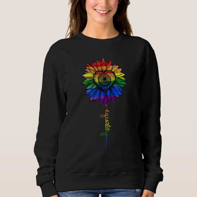 Camiseta Lgbtq Arco-Íris Flor de Girassol Igualdade Orgulho (Frente)