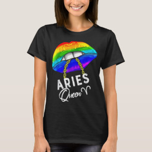 Camiseta Lgbtq Aries Queen Lábios Zodiac Rainbow Orgulho ga