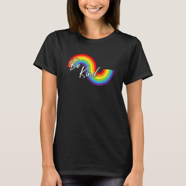 Camiseta LGBTQ Be Kind Gay Pride LGBT Ally Rainbow Flag Ret (Frente)