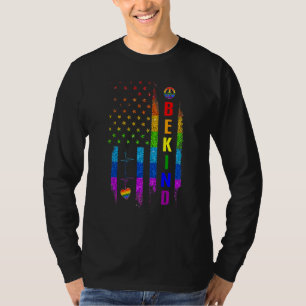 Camiseta Lgbtq Be Kind Orgulho gay Lgbt Rainbow American Fl