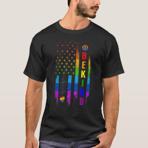 Camiseta Lgbtq Be Kind Orgulho gay Lgbt Rainbow American Fl