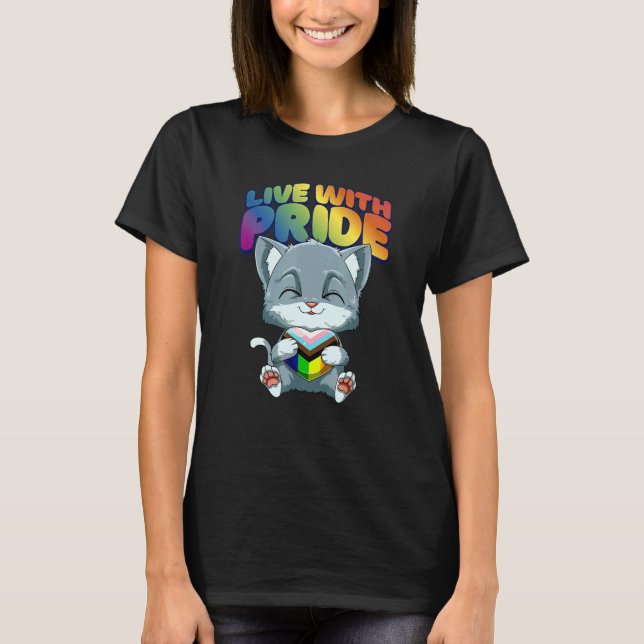 Camiseta LGBTQ Cat Progressiv Pride  Transgender Genderquee (Frente)