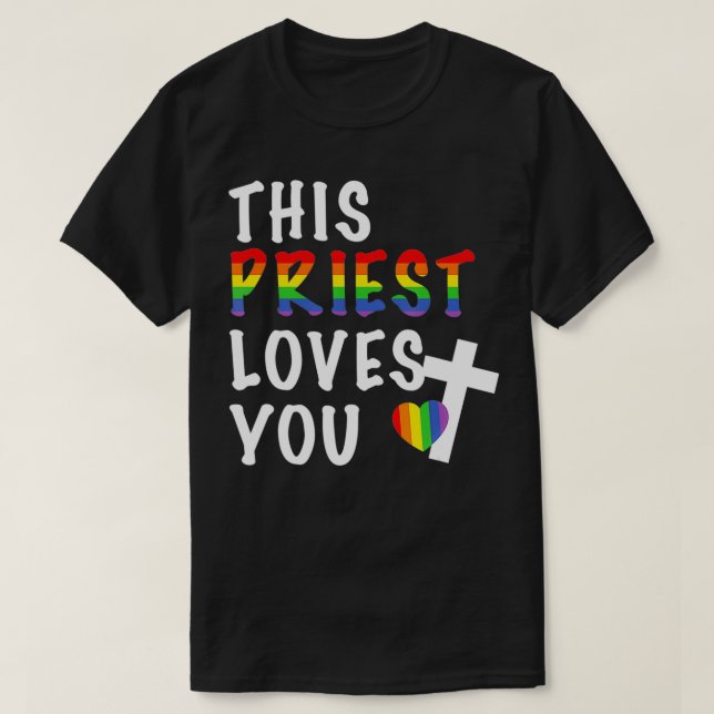 Camiseta LGBTQ Este Padre Te Ama Muito Líder Religioso  (Frente do Design)
