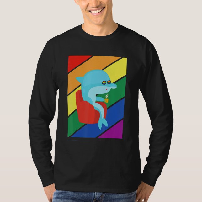 Camiseta Lgbtq Flag Gay Pride Month Rainbow Dolphin Lgbt Gl (Frente)