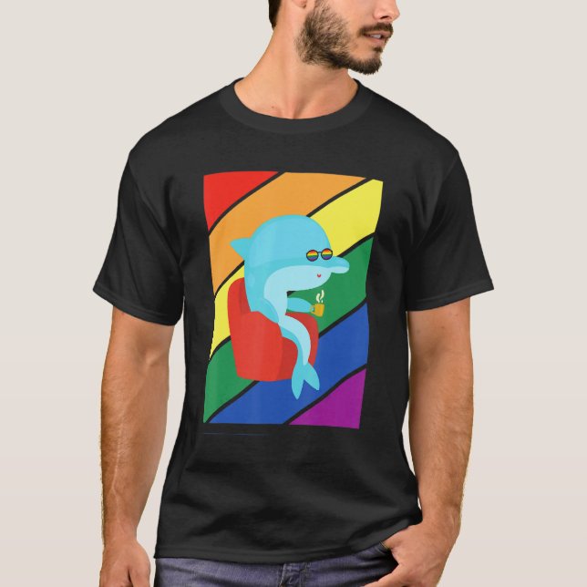 Camiseta Lgbtq Flag Gay Pride Month Rainbow Dolphin Lgbt Gl (Frente)