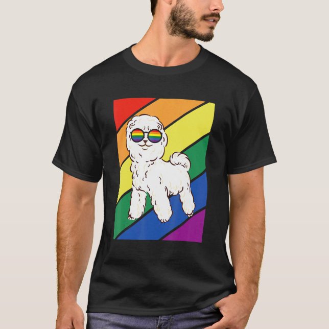 Camiseta LGBTQ Flag Gay Pride Month Rainbow Poodle Dog LGBT (Frente)