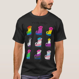 Camiseta LGBTQ Flag Kawaii Pride Dogs Gay Trans Não Binário
