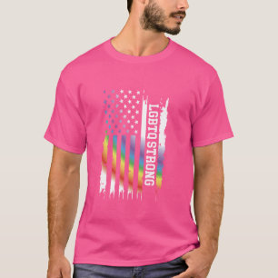 Camiseta Lgbtq Forte Estados Unidos Afetou o Arco-Íris com