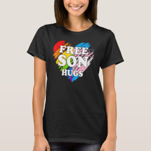 Camiseta Lgbtq Free Son Hugs Orgulho gay Lgbt Ally Rainbow