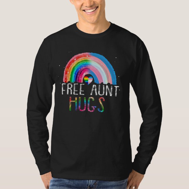 Camiseta Lgbtq Free Tunt Hugs Orgulho gay Lgbt Ally Rainbow (Frente)