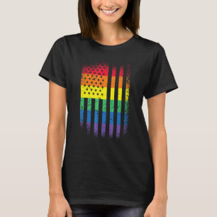 Camiseta Lgbtq Gay Lésbica Bissexual Rainbow American Flag
