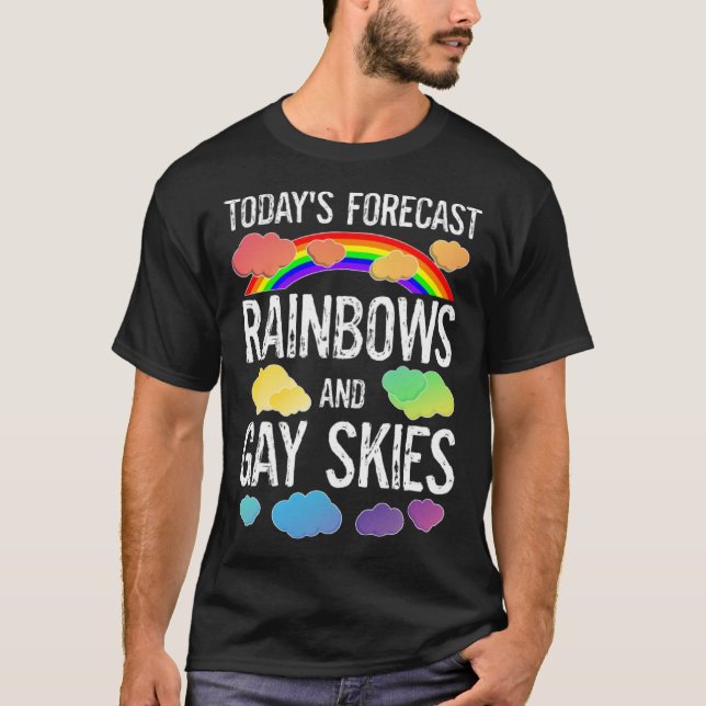 Camiseta LGBTQ Gay Pride Month Parade Rainbows And Gay Skie (Frente)