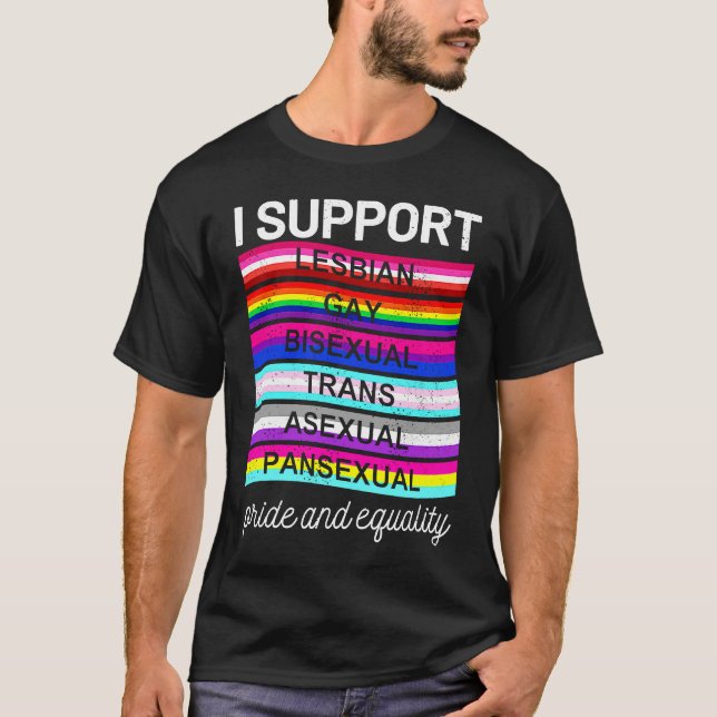 Camiseta LGBTQ I suporta transbissexuais assexuais pansexua (Frente)