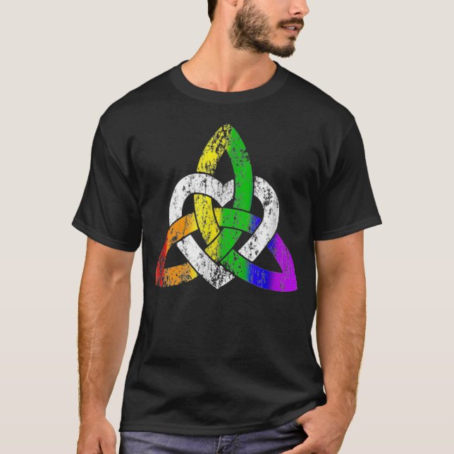 Camiseta LGBTQ Irish Celcius Knot trinity Heart gay Patri (Frente)