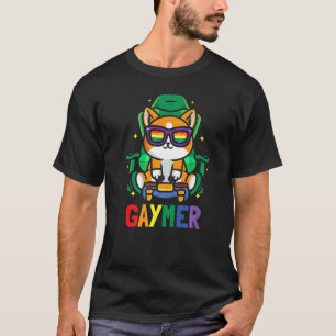 Camiseta LGBTQ Jogos Lésbica Gamer Gaymer Gato Óculos de So