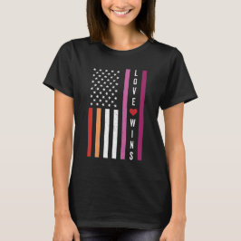 Camiseta LGBTQ Lésbica Pride Love ganha bandeira americana