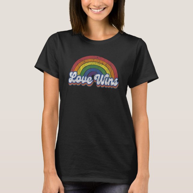 Camiseta Lgbtq Love Wins Orgulho gay Lgbt Ally Rainbow Flag (Frente)