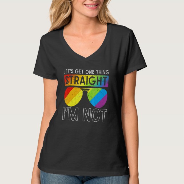 Camiseta Lgbtq Óculos escuros Orgulho gay Arco-íris Sinaliz (Frente)