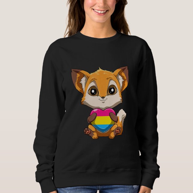 Camiseta LGBTQ Pansexual Pride Fox  Pansexual Heart Fox (Frente)