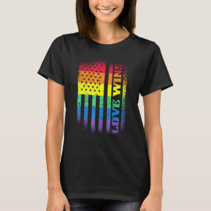 Camiseta Lgbtq Pride Gay Igualdade Rainbow American Flag Lo