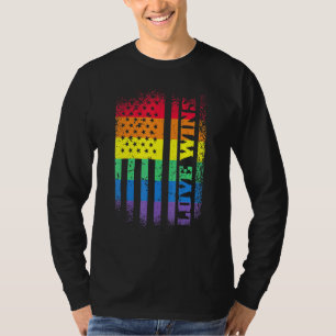 Camiseta Lgbtq Pride Gay Igualdade Rainbow American Flag Lo