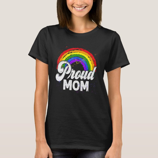 Camiseta LGBTQ Proud Mom Gay Pride LGBT Ally Rainbow Mother (Frente)