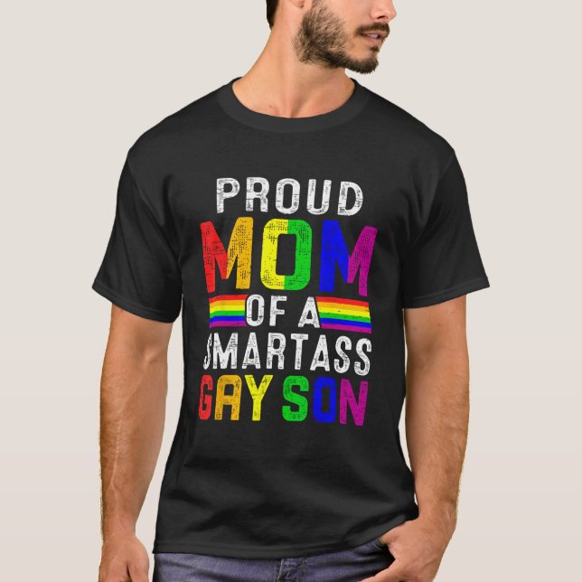 Camiseta LGBTQ Proud Mom Of A Smartass Gay Son Retro LGBT G (Frente)